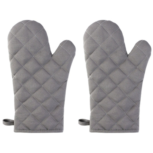 1 Pair Rhombus Texture Cotton Gloves Baking High-Temperature Resistant Thickened Microwave Oven Gloves Kitchen Tools