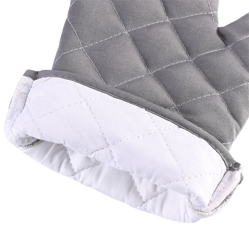 1 Pair Rhombus Texture Cotton Gloves Baking High-Temperature Resistant Thickened Microwave Oven Gloves Kitchen Tools
