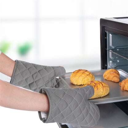 1 Pair Rhombus Texture Cotton Gloves Baking High-Temperature Resistant Thickened Microwave Oven Gloves Kitchen Tools