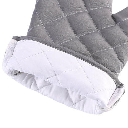 1 Pair Rhombus Texture Cotton Gloves Baking High-Temperature Resistant Thickened Microwave Oven Gloves Kitchen Tools