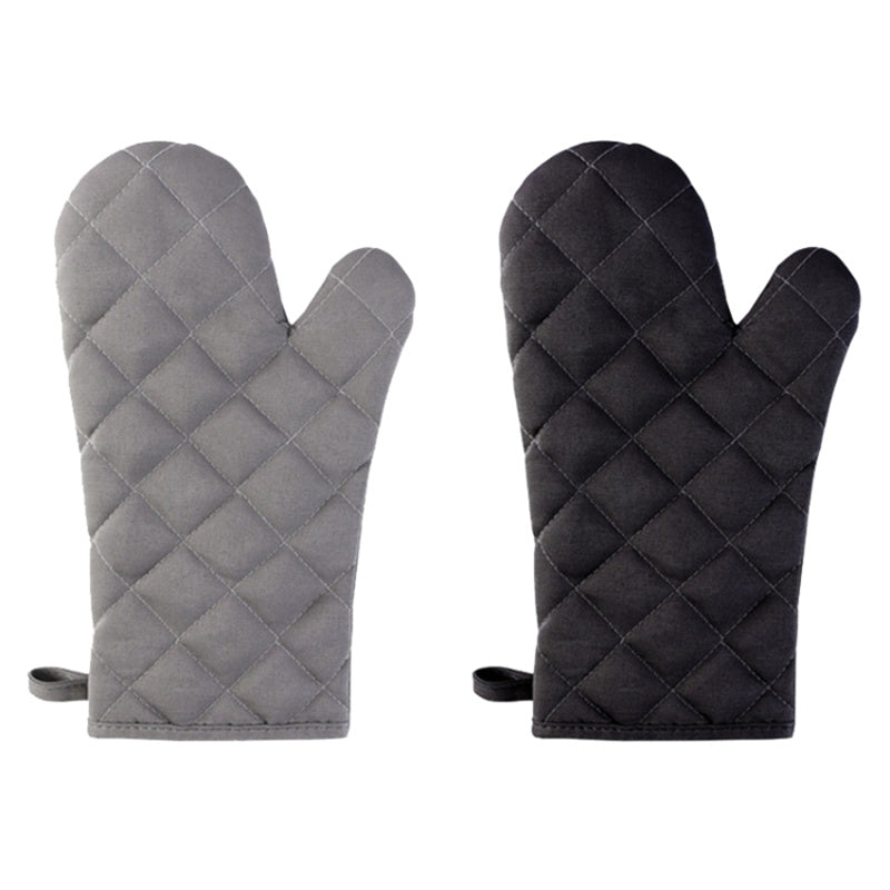 1 Pair Rhombus Texture Cotton Gloves Baking High-Temperature Resistant Thickened Microwave Oven Gloves Kitchen Tools