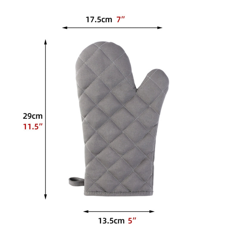 1 Pair Rhombus Texture Cotton Gloves Baking High-Temperature Resistant Thickened Microwave Oven Gloves Kitchen Tools