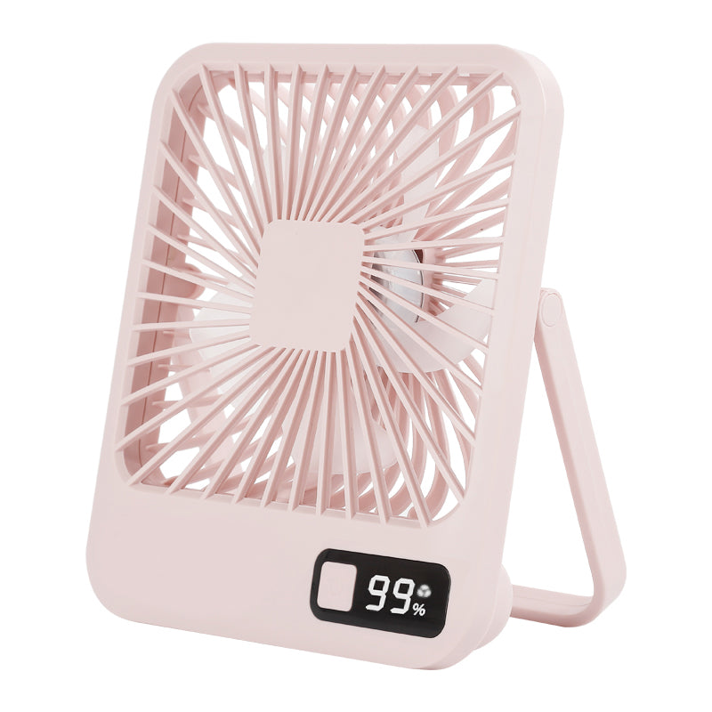 Q3 Digital Display Desk Fan USB Rechargeable 5 Speeds Ultra Thin Mute Cooling Fan (CE Certified)
