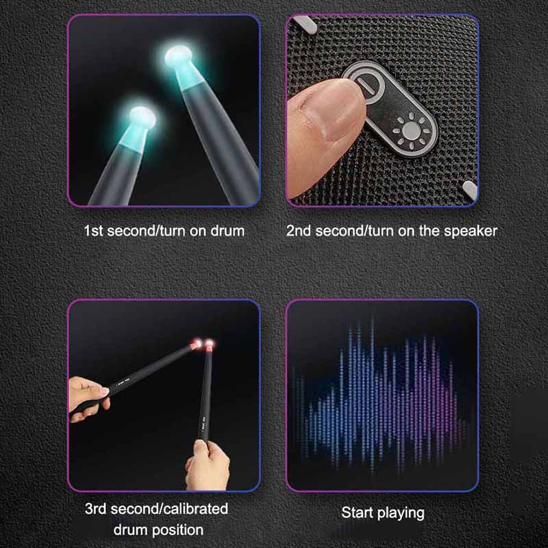 NX05 1 Pair Air Drum Sticks Home Electronic Drum Practice Somatosensory Air Drum Sticks with Bluetooth Speaker