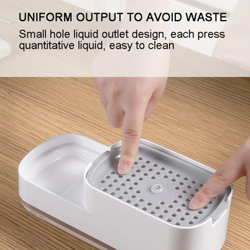 Manual Pressing Sponge Detergent Dispenser Liquid Dish Soap Dispenser Sponge Storage Box for Kitchen