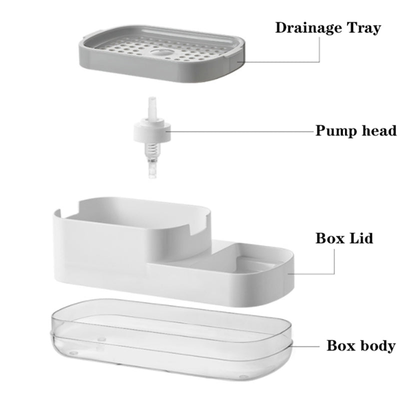 Manual Pressing Sponge Detergent Dispenser Liquid Dish Soap Dispenser Sponge Storage Box for Kitchen