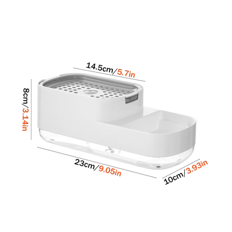 Manual Pressing Sponge Detergent Dispenser Liquid Dish Soap Dispenser Sponge Storage Box for Kitchen