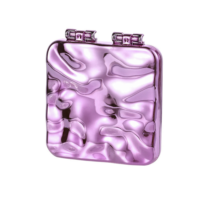 Mini Double Side ABS+Glass Electroplated Makeup Mirror Portable Folding Women Makeup Mirror