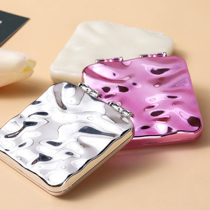 Mini Double Side ABS+Glass Electroplated Makeup Mirror Portable Folding Women Makeup Mirror