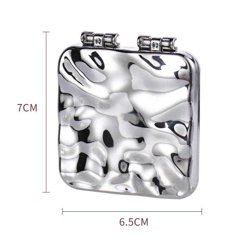 Mini Double Side ABS+Glass Electroplated Makeup Mirror Portable Folding Women Makeup Mirror