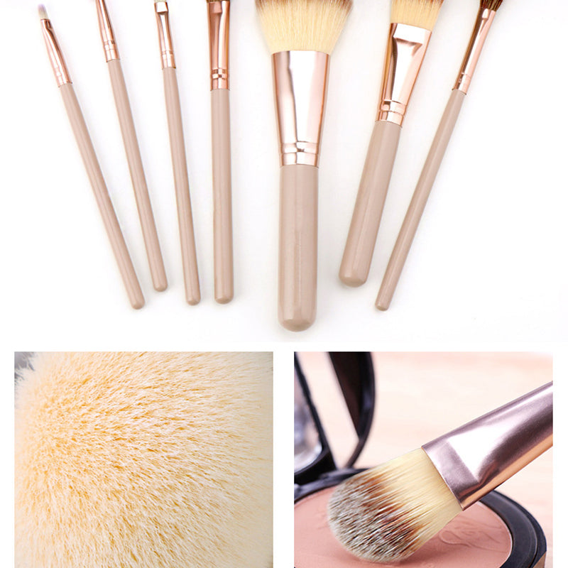 7Pcs / Set Makeup Brush Soft Bristles Wood+Aluminum Handle Foundation Blush Concealers Eyeshadow Brushes Kit