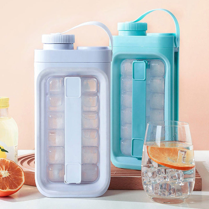 2 in 1 Ice Cube Mold Kettle Portable 17 Grids Ice Maker Bottle (BPA Free, No FDA Certificate)