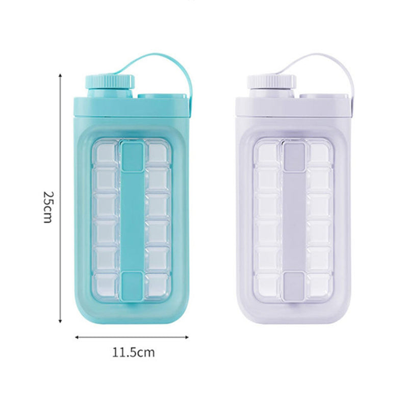 2 in 1 Ice Cube Mold Kettle Portable 17 Grids Ice Maker Bottle (BPA Free, No FDA Certificate)