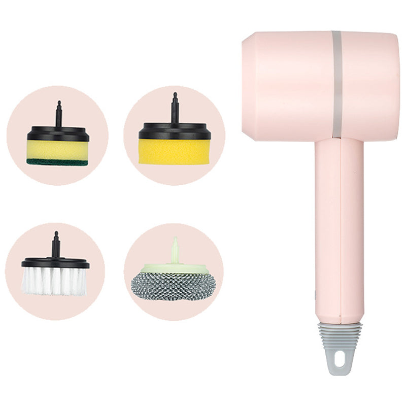 3 Gears Rechargeable Electric Cleaning Brush Strong Power Cleaner with 4 Replaceable Brush Heads