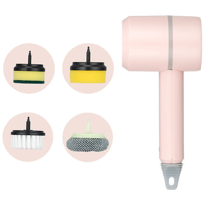 3 Gears Rechargeable Electric Cleaning Brush Strong Power Cleaner with 4 Replaceable Brush Heads