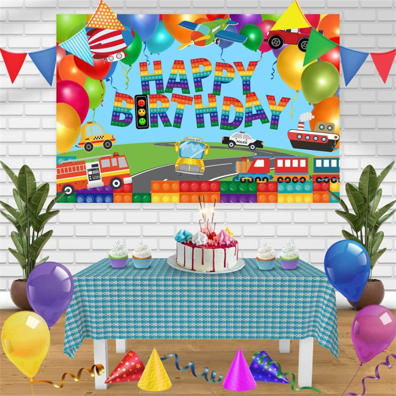95X75CM Kids Birthday Theme Party Backdrop Cartoon Background Polyester Children Gathering Decoration