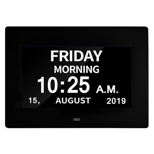 Alarm Clock Digital Calendar Day Clock 7-inch Large Display Programmable Medication Reminder, EU Plug