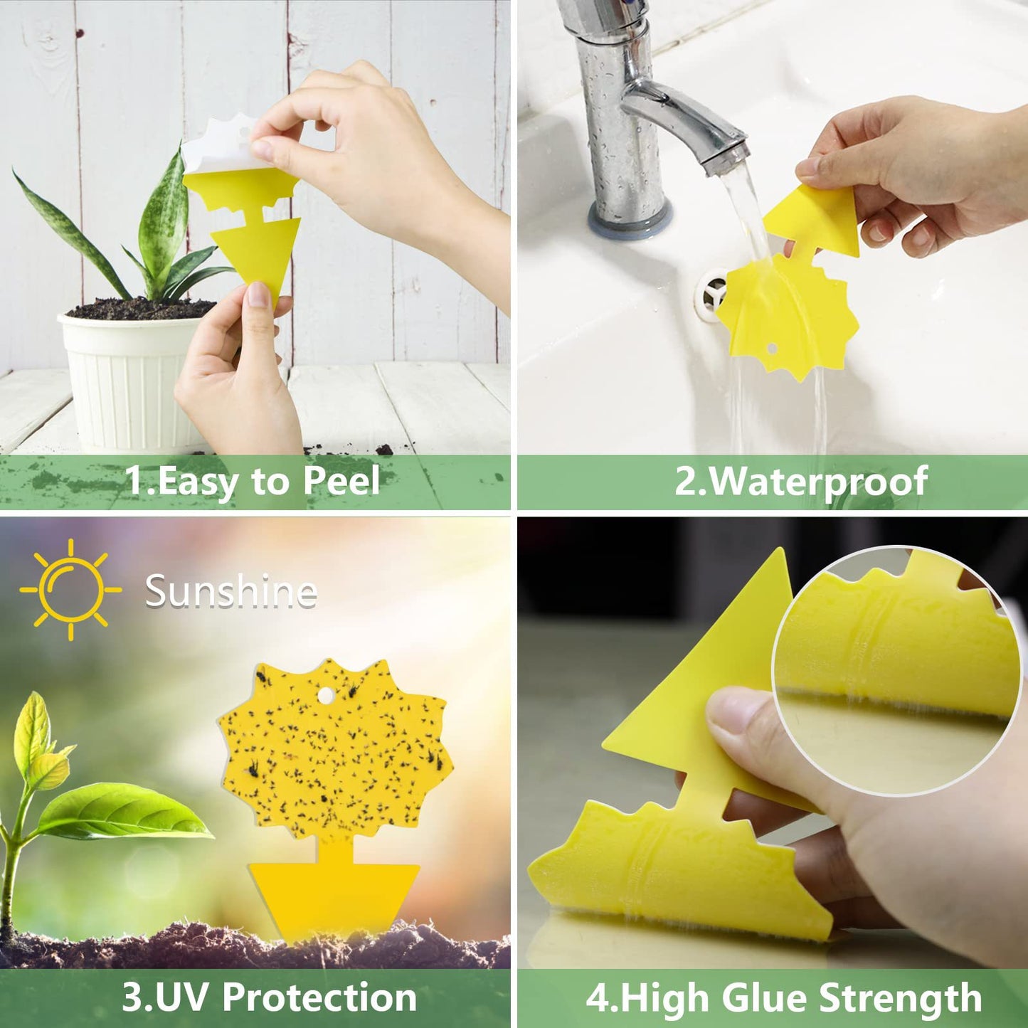 20Pcs Sticky Insect Trap Plant Pest Control Catcher Gardening Supplies Double-sided Yellow PP Sticky Board
