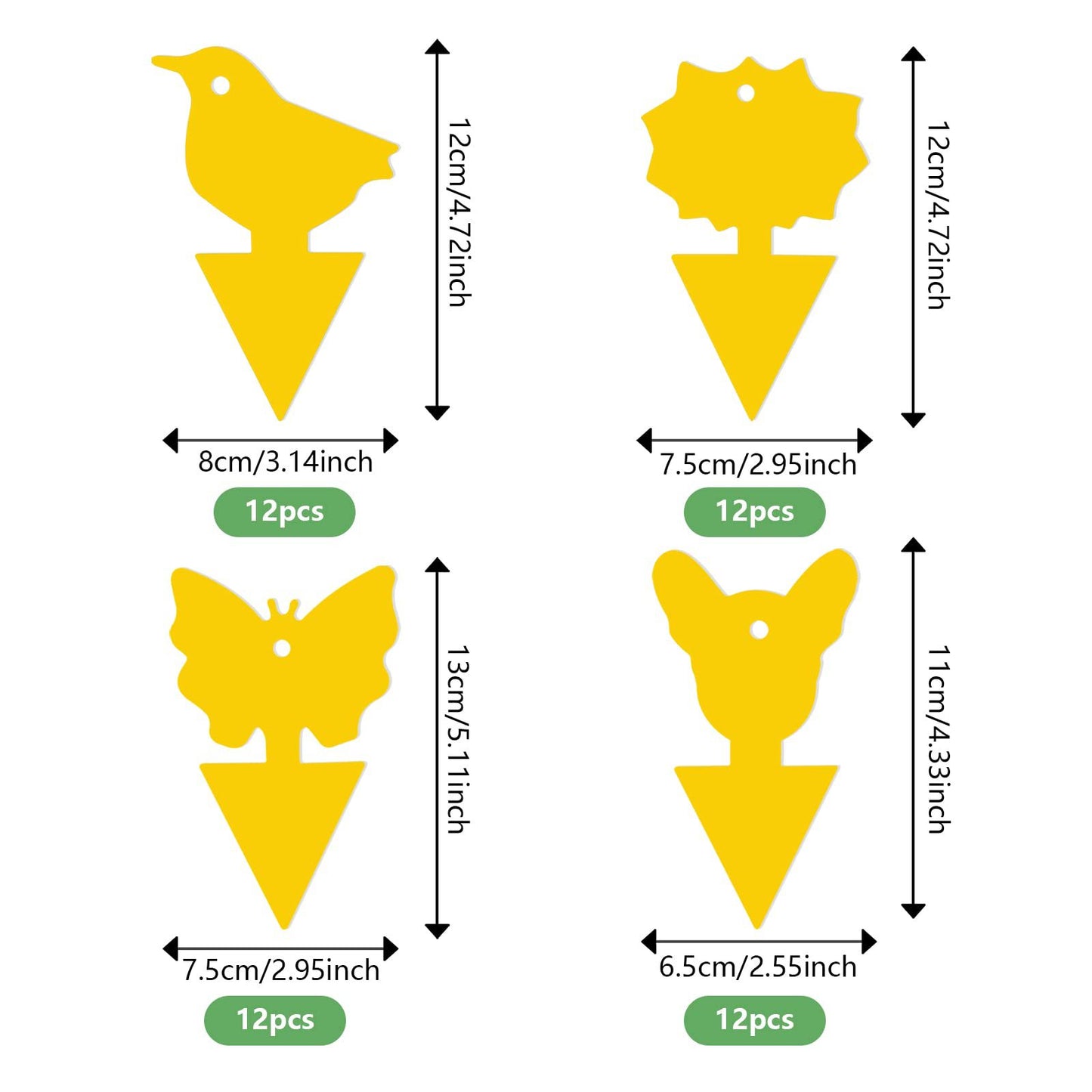 20Pcs Sticky Insect Trap Plant Pest Control Catcher Gardening Supplies Double-sided Yellow PP Sticky Board