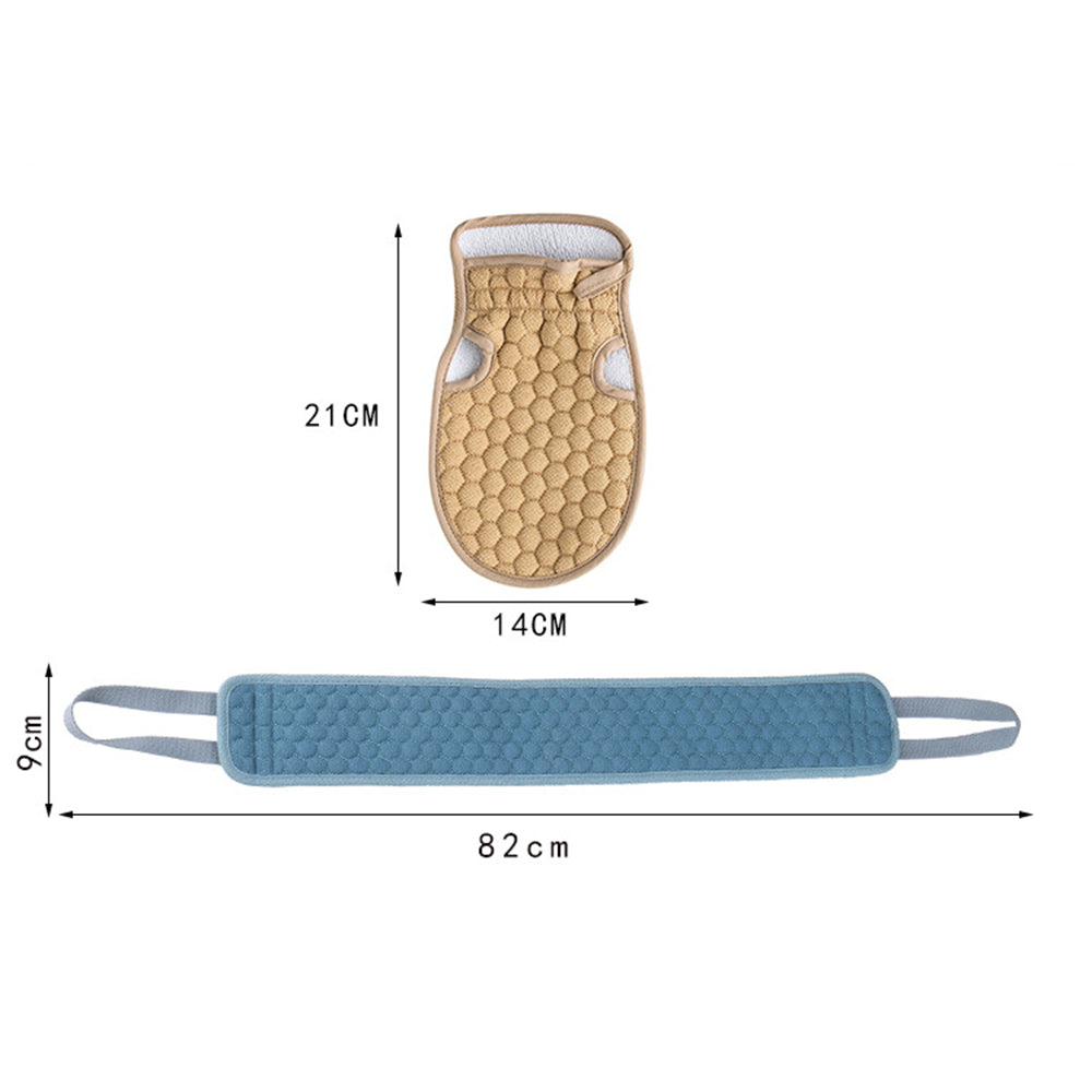 1 Set Fiber Cloth Body Exfoliating Bath Towel Back Skin Scrubber Strap Shower Bath Glove