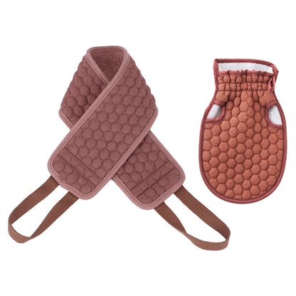 1 Set Fiber Cloth Body Exfoliating Bath Towel Back Skin Scrubber Strap Shower Bath Glove