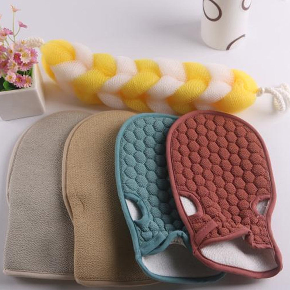 1 Set Fiber Cloth Body Exfoliating Bath Towel Back Skin Scrubber Strap Shower Bath Glove
