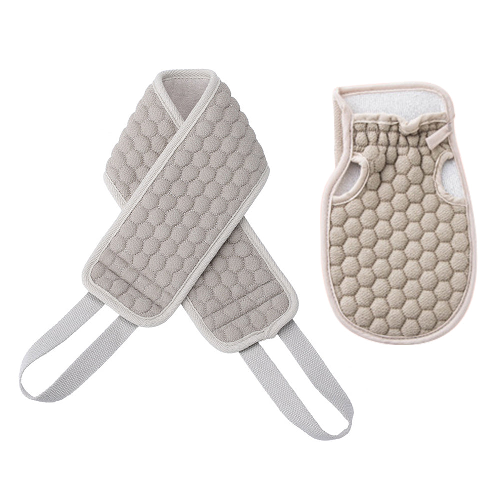 1 Set Fiber Cloth Body Exfoliating Bath Towel Back Skin Scrubber Strap Shower Bath Glove