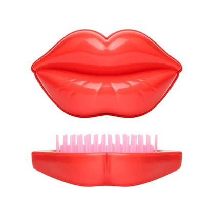 ABS Plastic Lip-Shaped Hair Comb Compact Mini Travel Hair Brush Hairbrush with Mirror for Women