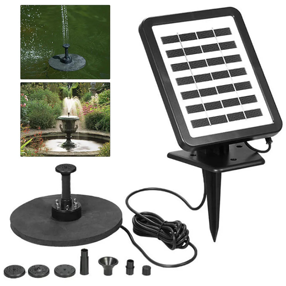 AS102L Solar Powered Fountain Pump 7V Brushless Water Fountain Panel Kit with LED Lights for Fish Tank Small Pond Garden