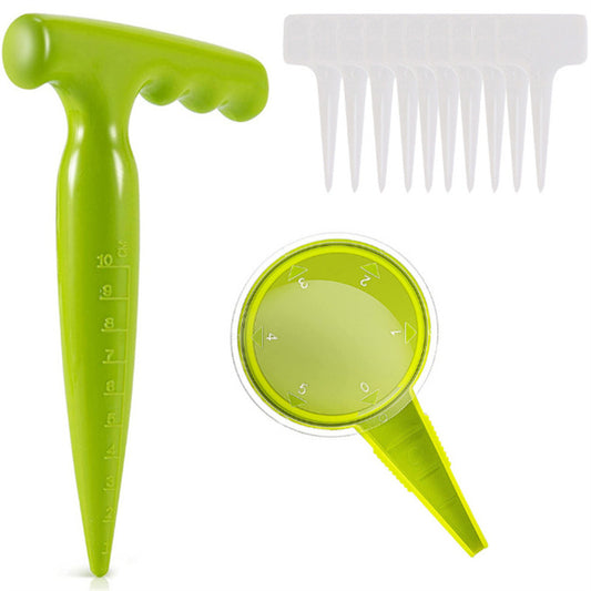 12-in-1 Garden Seeder Sower with 5 Dial Settings Plant Dibber Label Tags Garden Markers Set