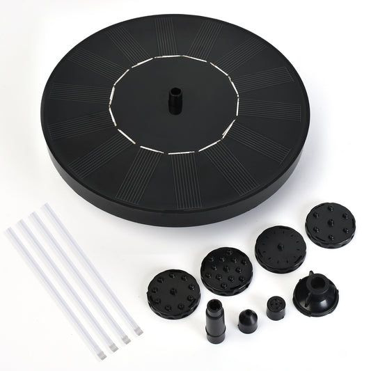 1.5W Solar Fountain Pump Garden Solar Powered Water Feature Pond Pump with 6 Nozzles for Bird Bath, Fish Tank