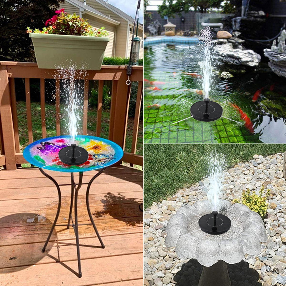 1.5W Solar Fountain Pump Garden Solar Powered Water Feature Pond Pump with 6 Nozzles for Bird Bath, Fish Tank