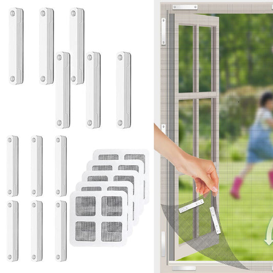 12Pcs Punch Free Anti Mosquito Window Screen Magnetic Clip Window Screen Buckle with Patch