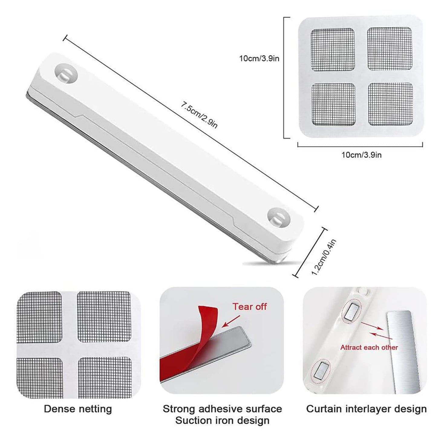 12Pcs Punch Free Anti Mosquito Window Screen Magnetic Clip Window Screen Buckle with Patch