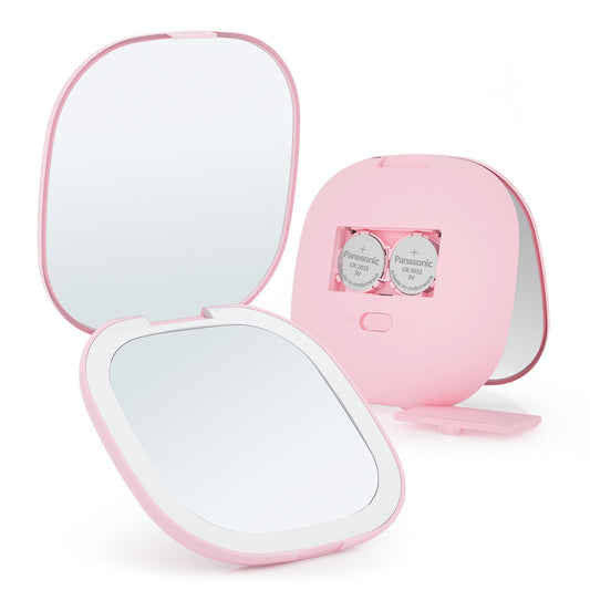 Mini Compact LED Makeup Mirror with Light 5X Magnifying Portable Pocket Vanity Mirror