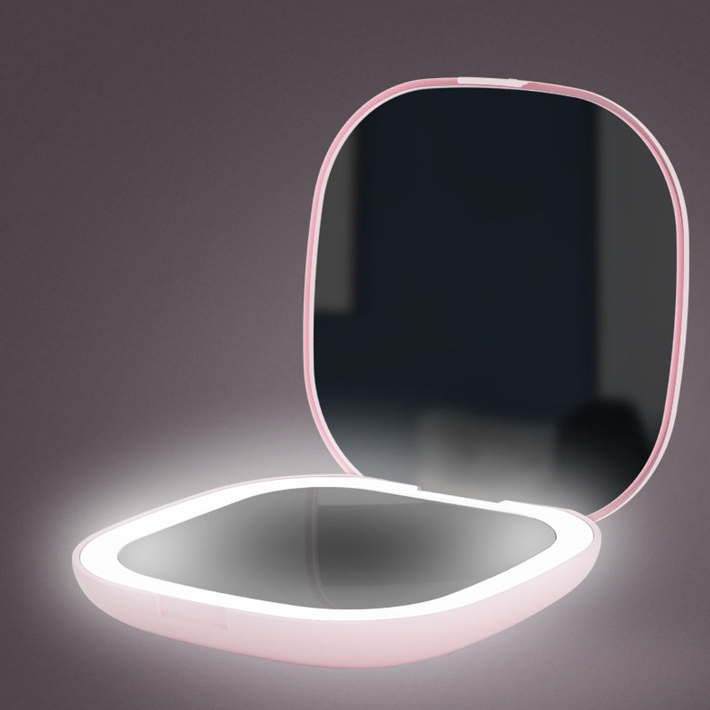 Mini Compact LED Makeup Mirror with Light 5X Magnifying Portable Pocket Vanity Mirror
