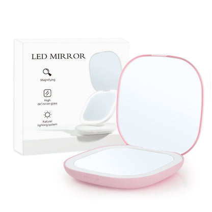 Mini Compact LED Makeup Mirror with Light 5X Magnifying Portable Pocket Vanity Mirror
