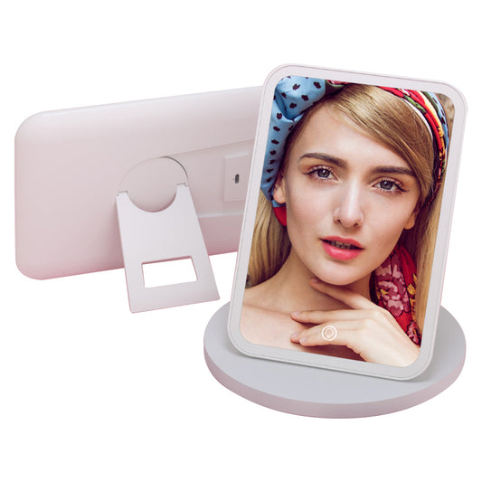 FLYMIRO 360 Degree Rotation LED Makeup Mirror with Light Tabletop Vanity Mirror