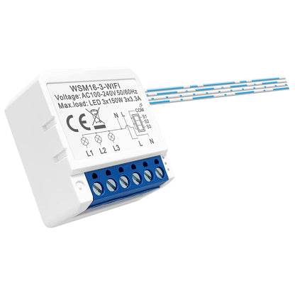 AVTTO WSM16 3-Gang Smart WiFi Switch APP Voice Control Mini DIY Light Switch Module