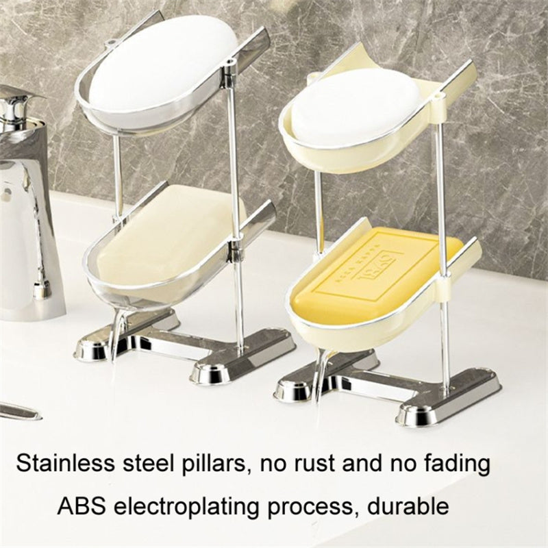 Three Layers Bathroom Stainless Steel Column Soap Holder Tray Draining Soap Dish Electroplating Storage Shelf