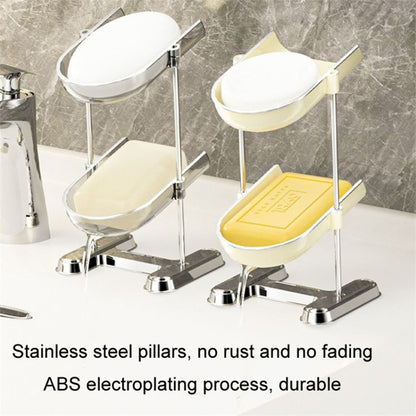 Three Layers Bathroom Stainless Steel Column Soap Holder Tray Draining Soap Dish Electroplating Storage Shelf