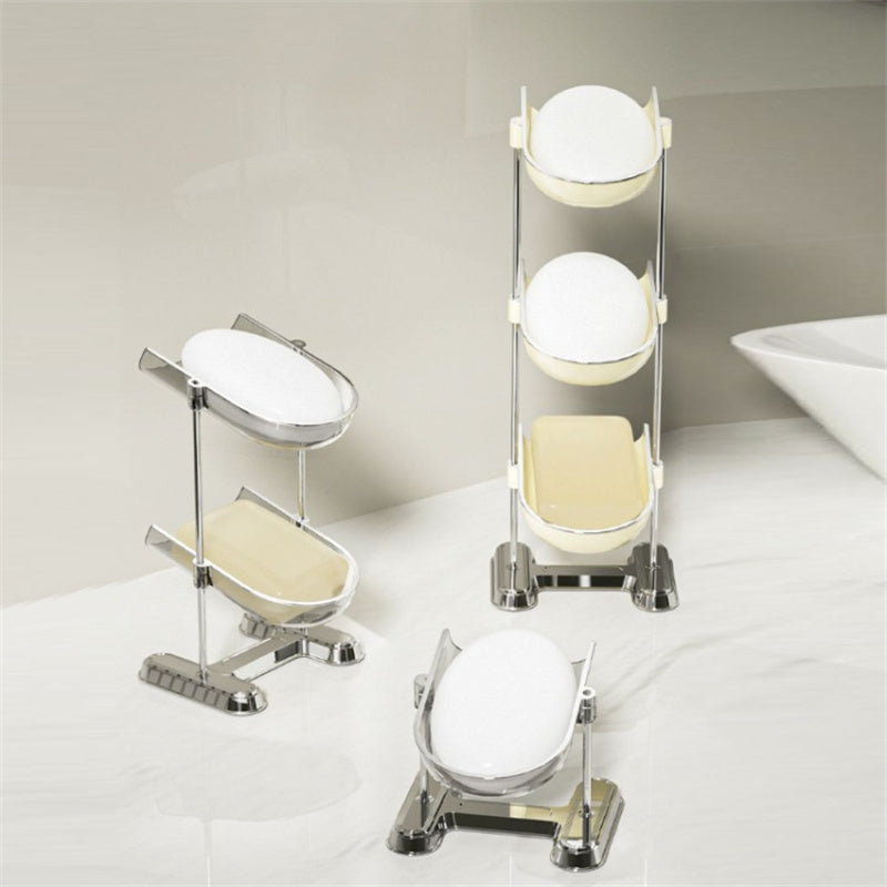 Double Layer Soap Holder Tray Draining Soap Dish Electroplating Storage Shelf Bathroom Supplies
