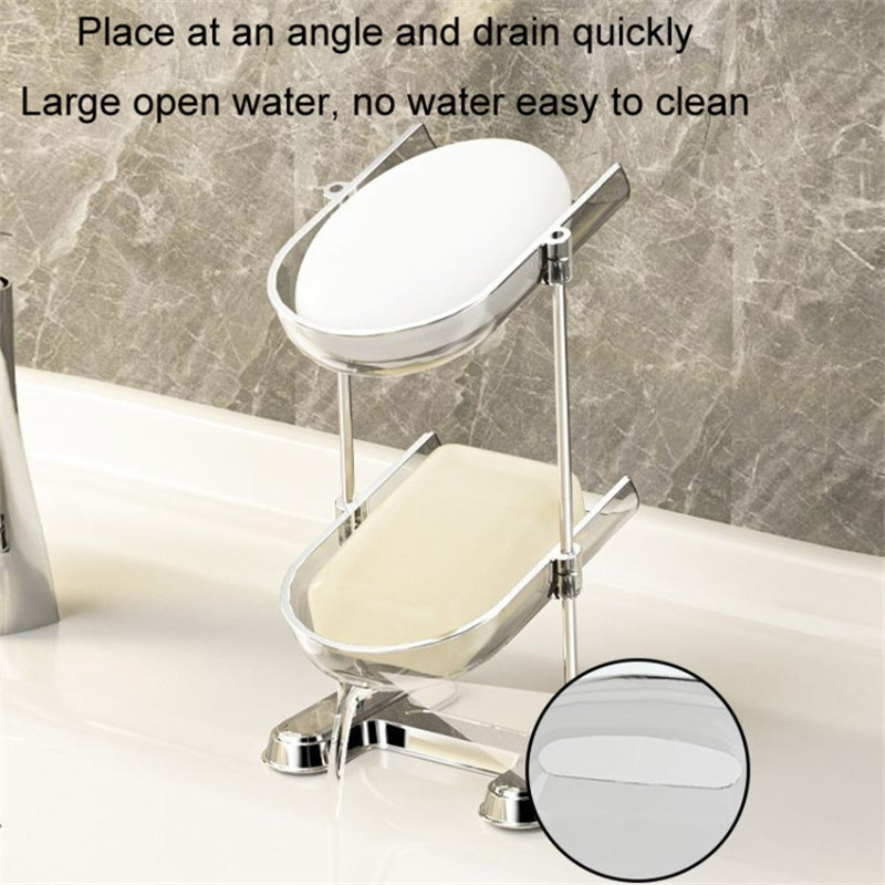 Double Layer Soap Holder Tray Draining Soap Dish Electroplating Storage Shelf Bathroom Supplies