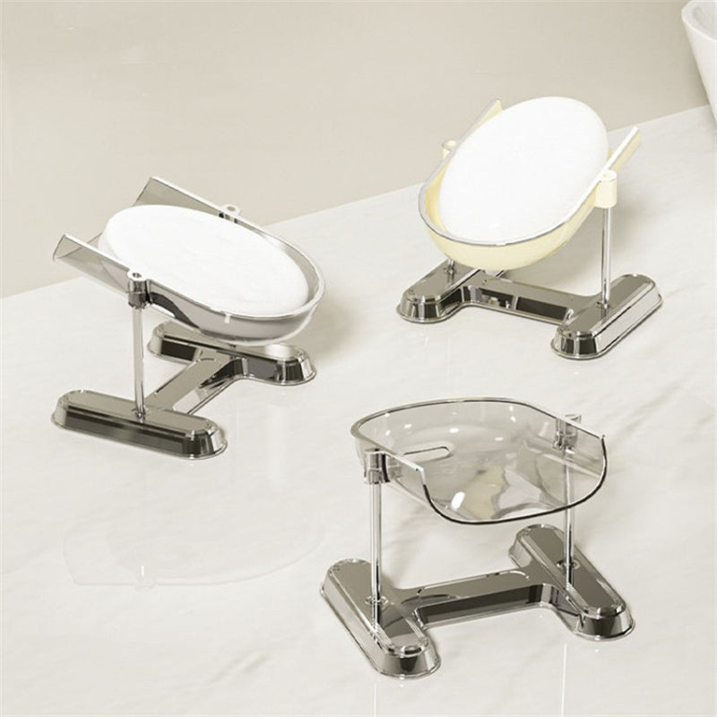 Double Layer Soap Holder Tray Draining Soap Dish Electroplating Storage Shelf Bathroom Supplies