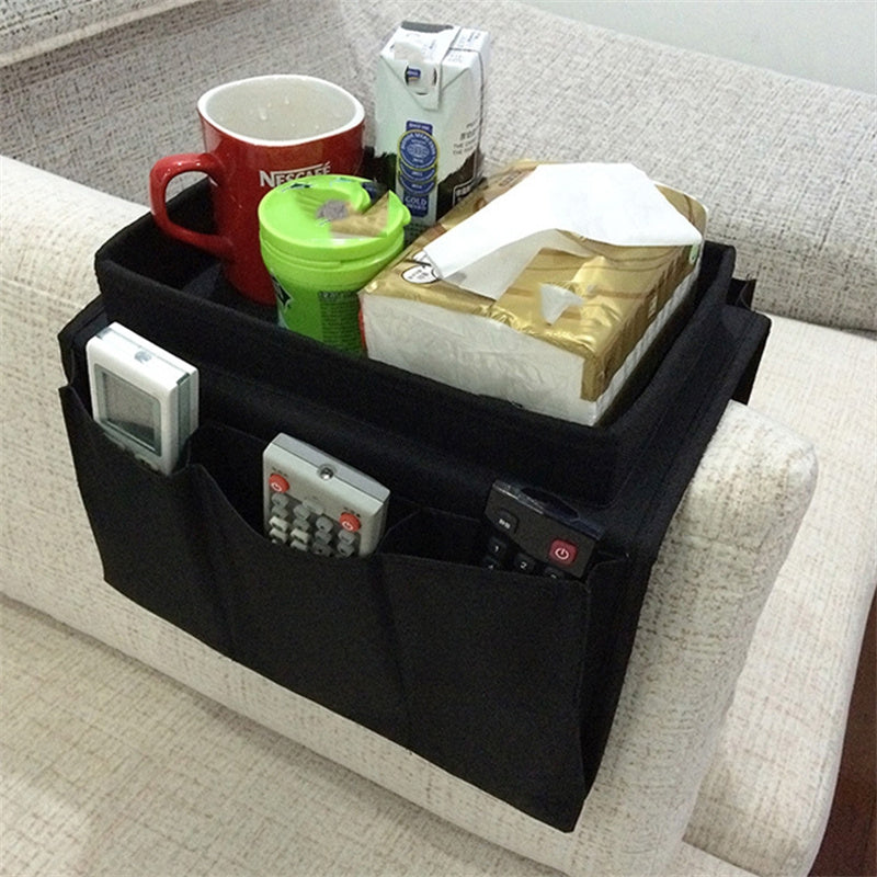 SF001 Oxford Cloth Sofa Armrest Storage Pockets Holder Couch Hanging Remote Control Organizer Tray