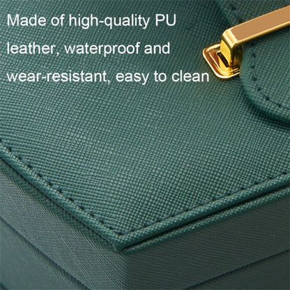 Dual Layer Jewelry Box Organizer Earring Rings Storage Display PU Leather Case, 20x16x10cm
