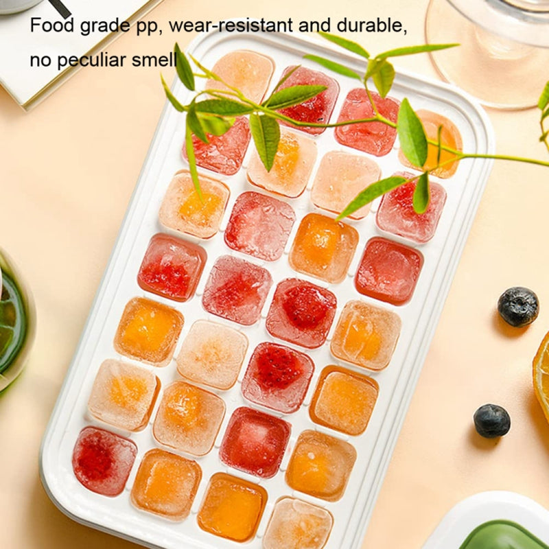 Single Layer Kitchen Ice Tray with Lid Press Ice Cube Maker Mold Box (BPA Free, No FDA Certificate)