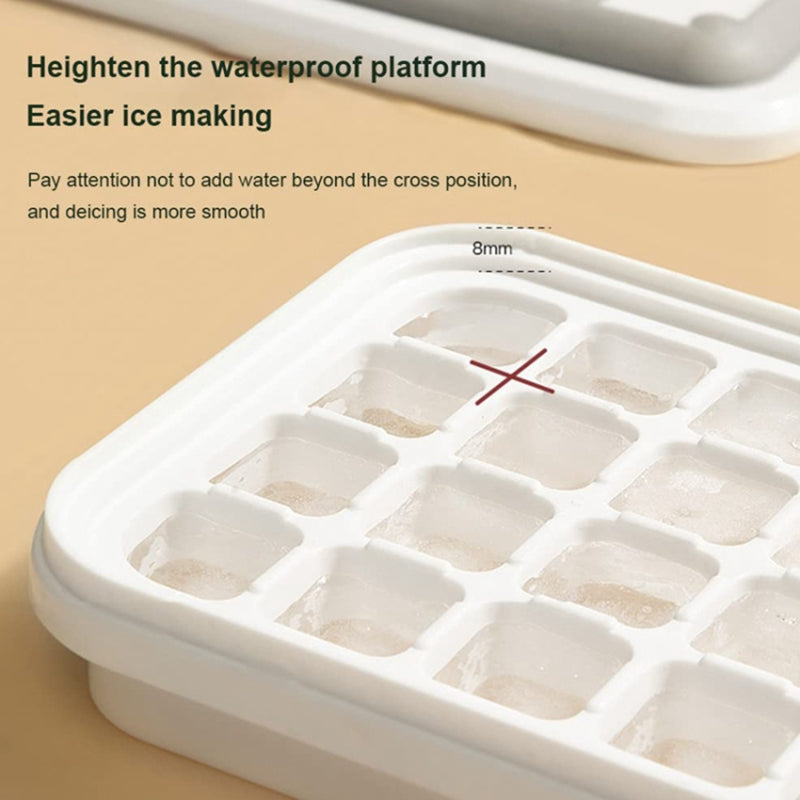 Single Layer Kitchen Ice Tray with Lid Press Ice Cube Maker Mold Box (BPA Free, No FDA Certificate)