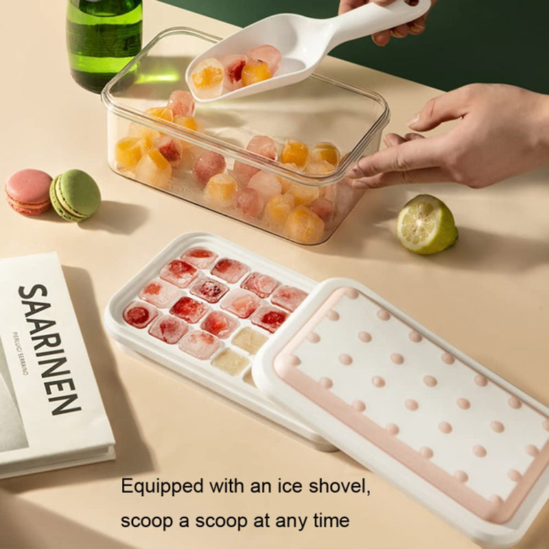 Single Layer Kitchen Ice Tray with Lid Press Ice Cube Maker Mold Box (BPA Free, No FDA Certificate)
