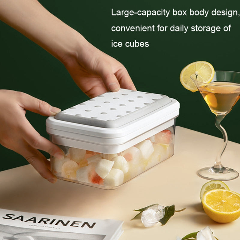 Single Layer Kitchen Ice Tray with Lid Press Ice Cube Maker Mold Box (BPA Free, No FDA Certificate)